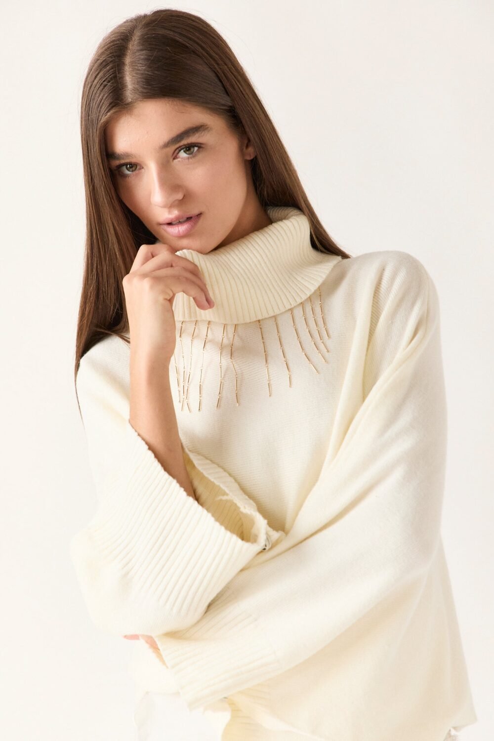 Jersey capa cuello vuelto crudo