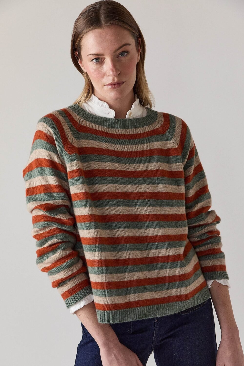 Jersey de rayas cashmere verde