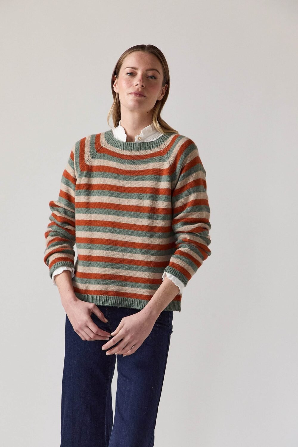 Jersey de rayas cashmere verde