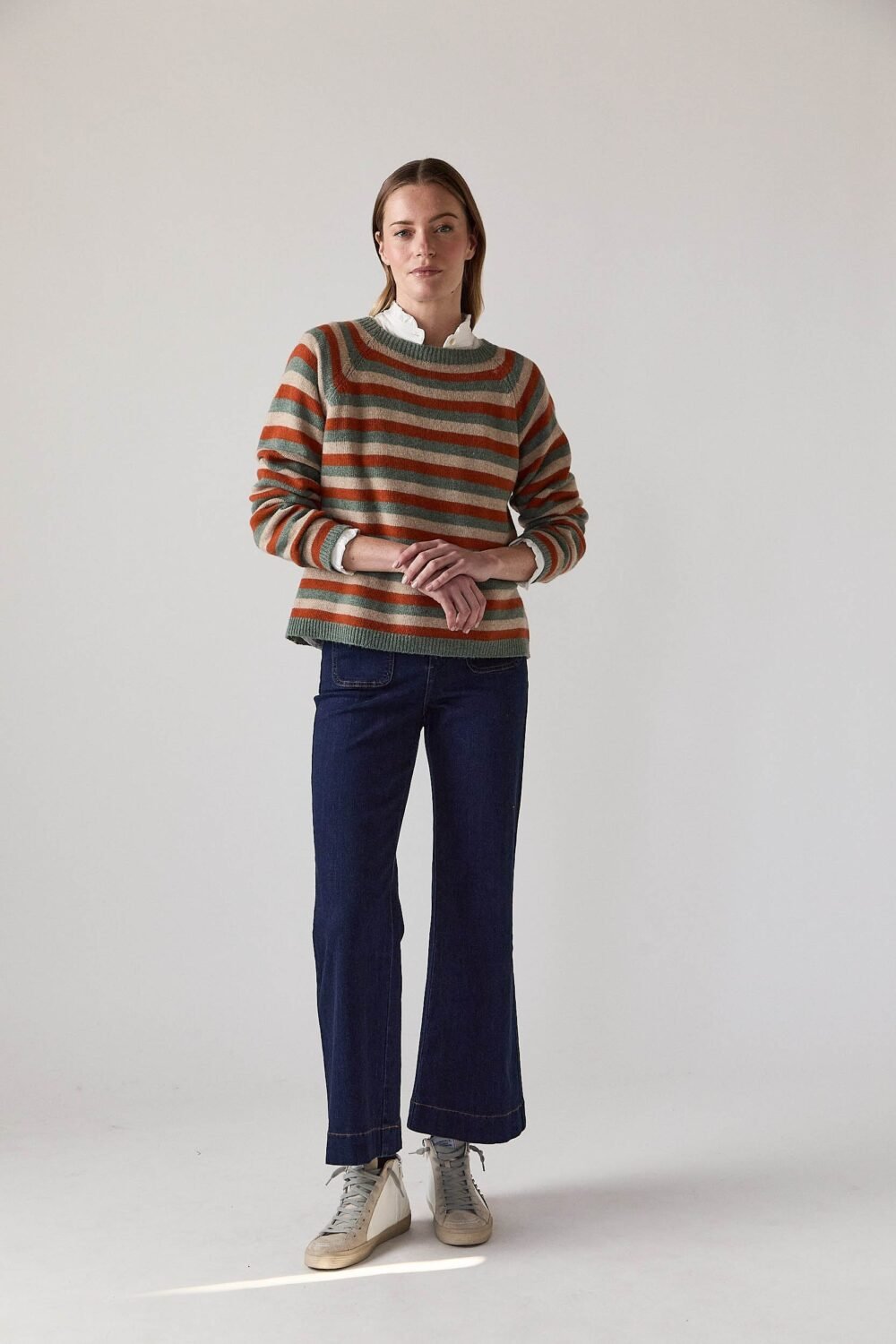 Jersey de rayas cashmere verde