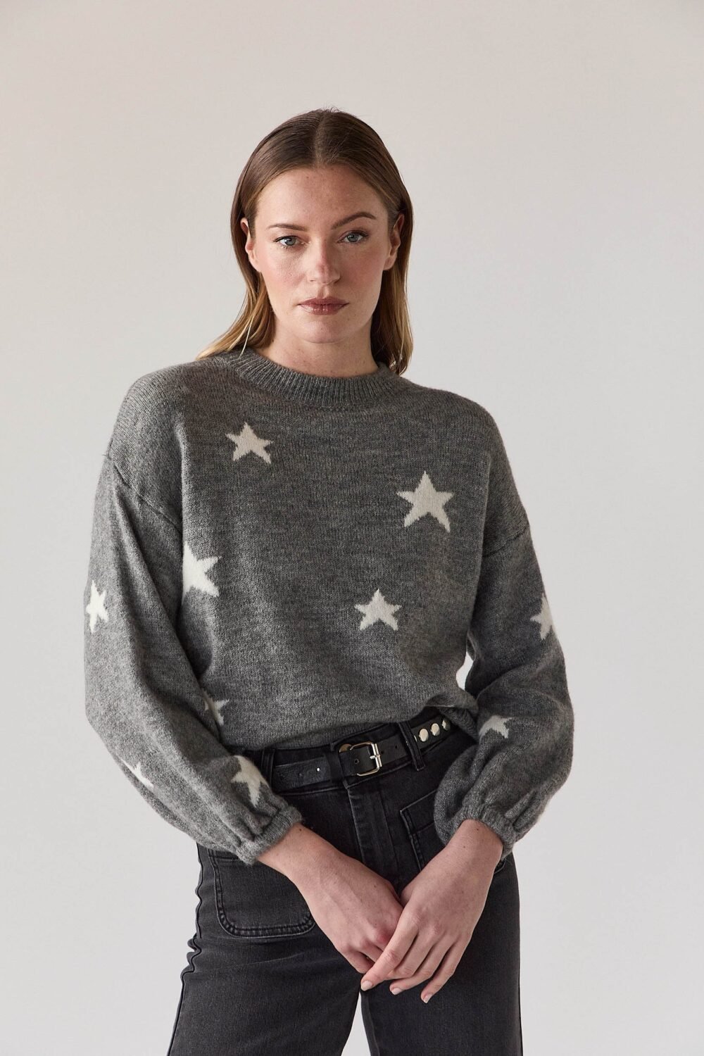 Jersey punto estrellas gris