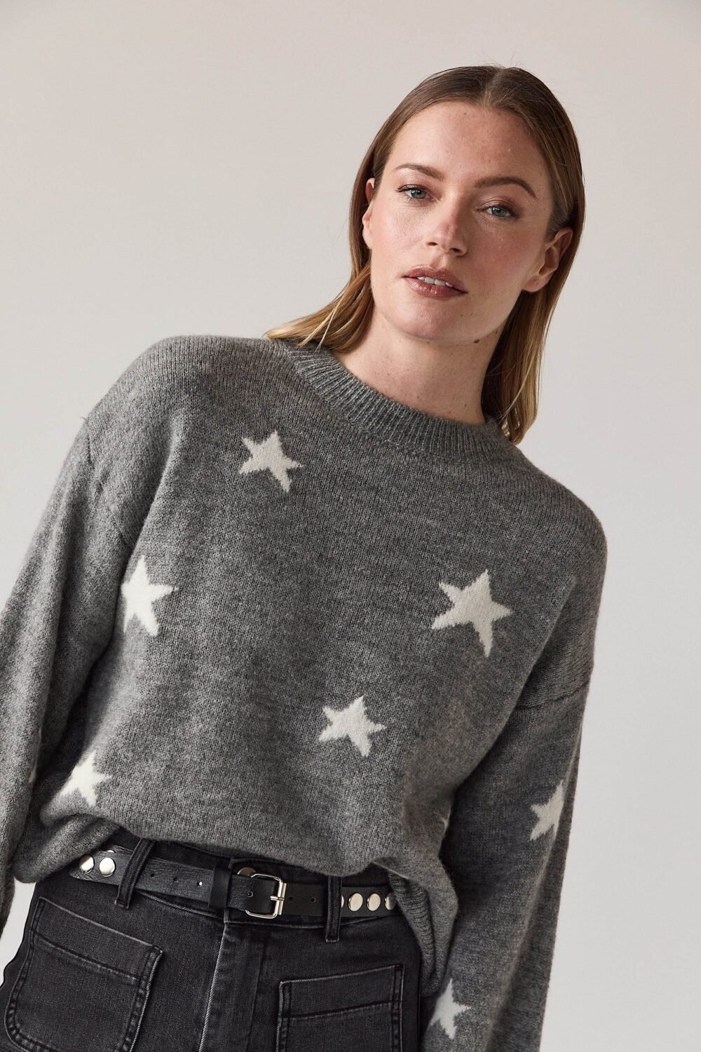 Jersey punto estrellas gris