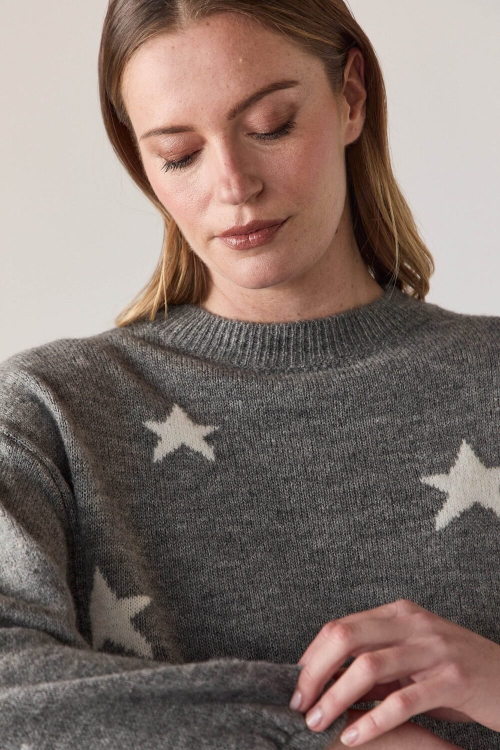 Jersey punto estrellas gris