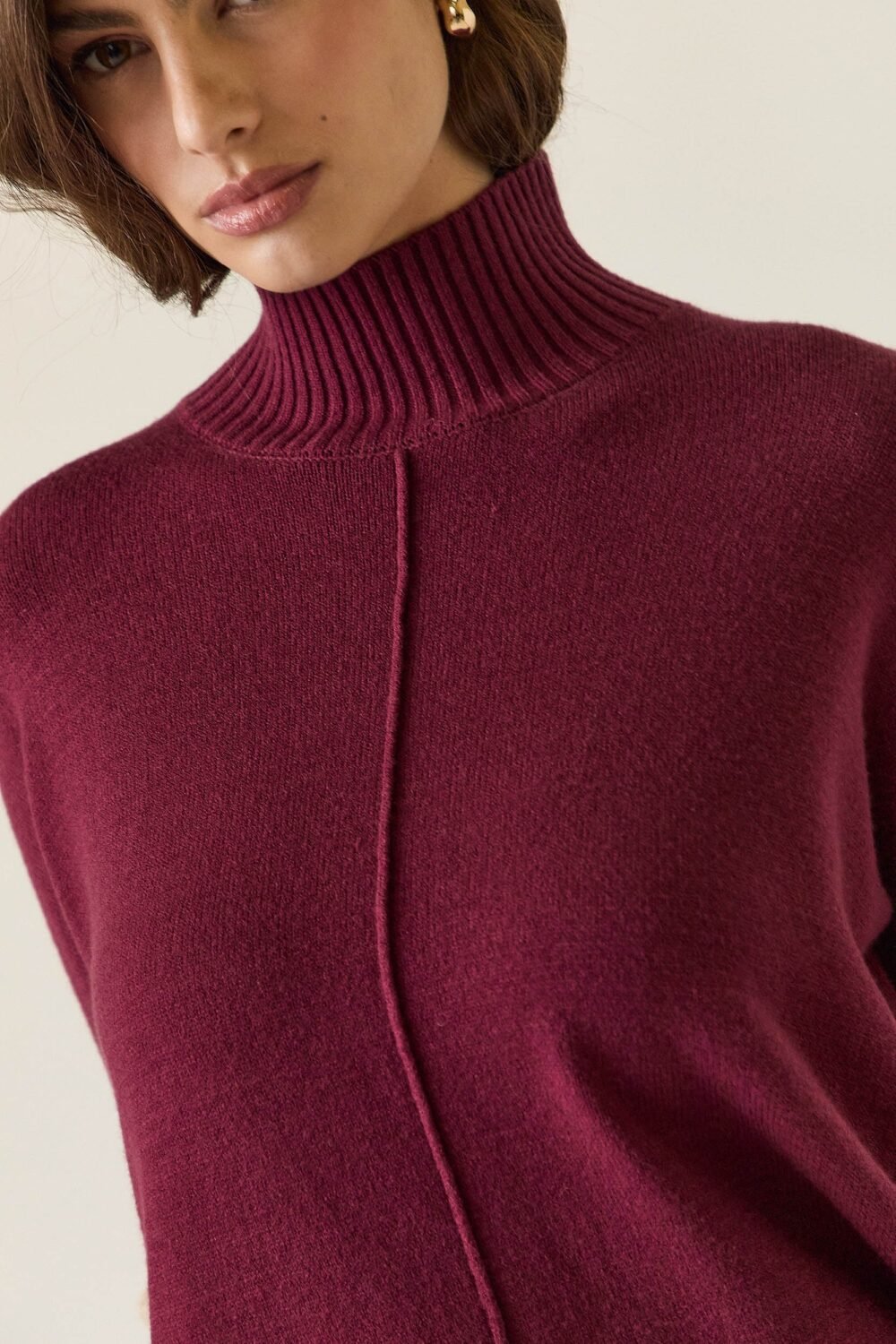 Jersey manga contraste bicolor granate