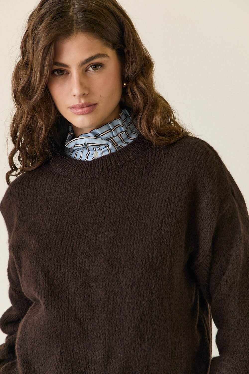 Jersey oversize manga globo Marrón
