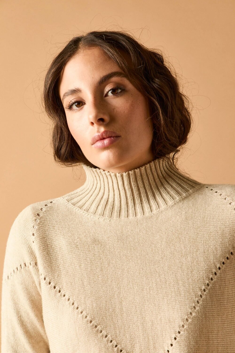 Jersey rombos calado beige