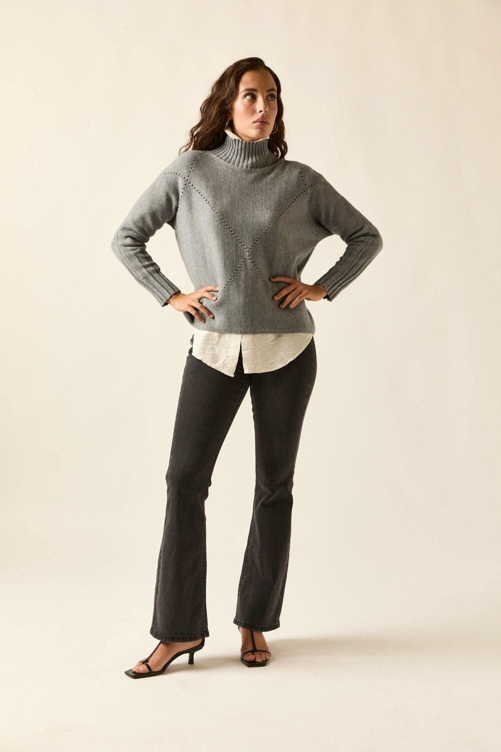 Jersey rombo calado gris