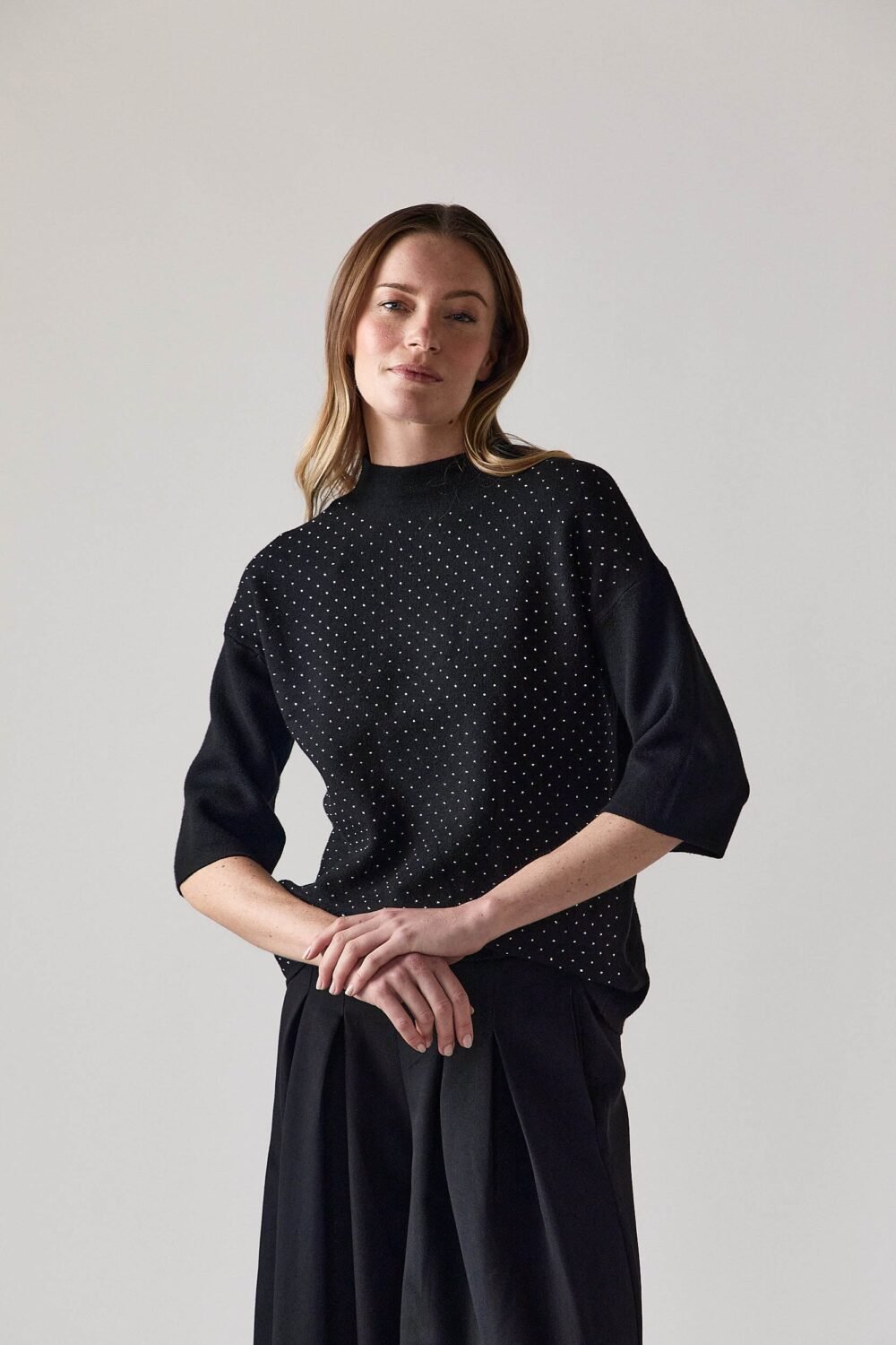 Jersey manga 3/4 tachas negro