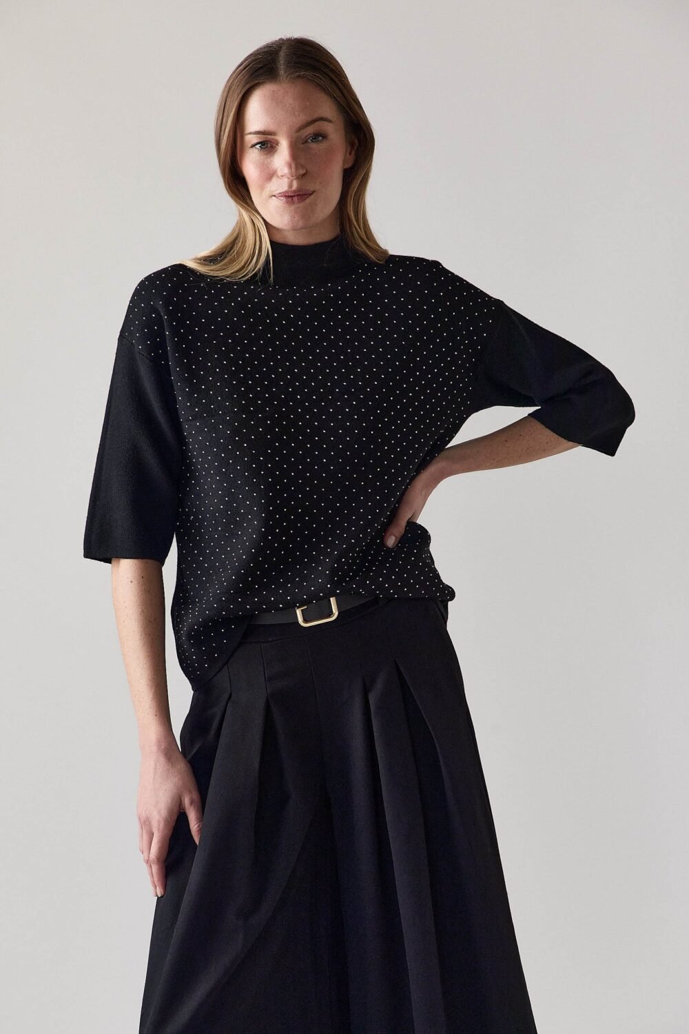 Jersey manga 3/4 tachas negro