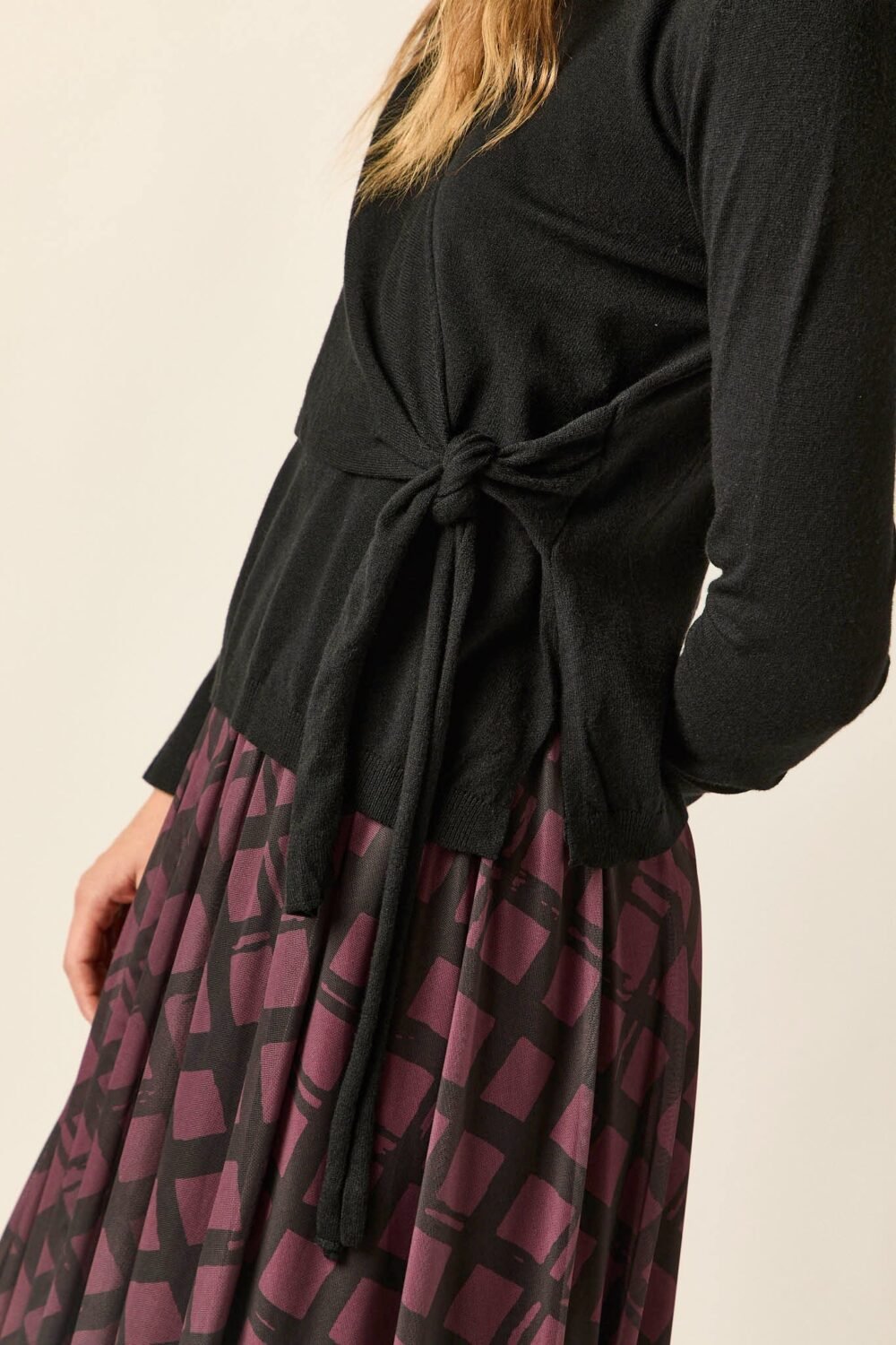 Falda tul estampado cuadros berenjena