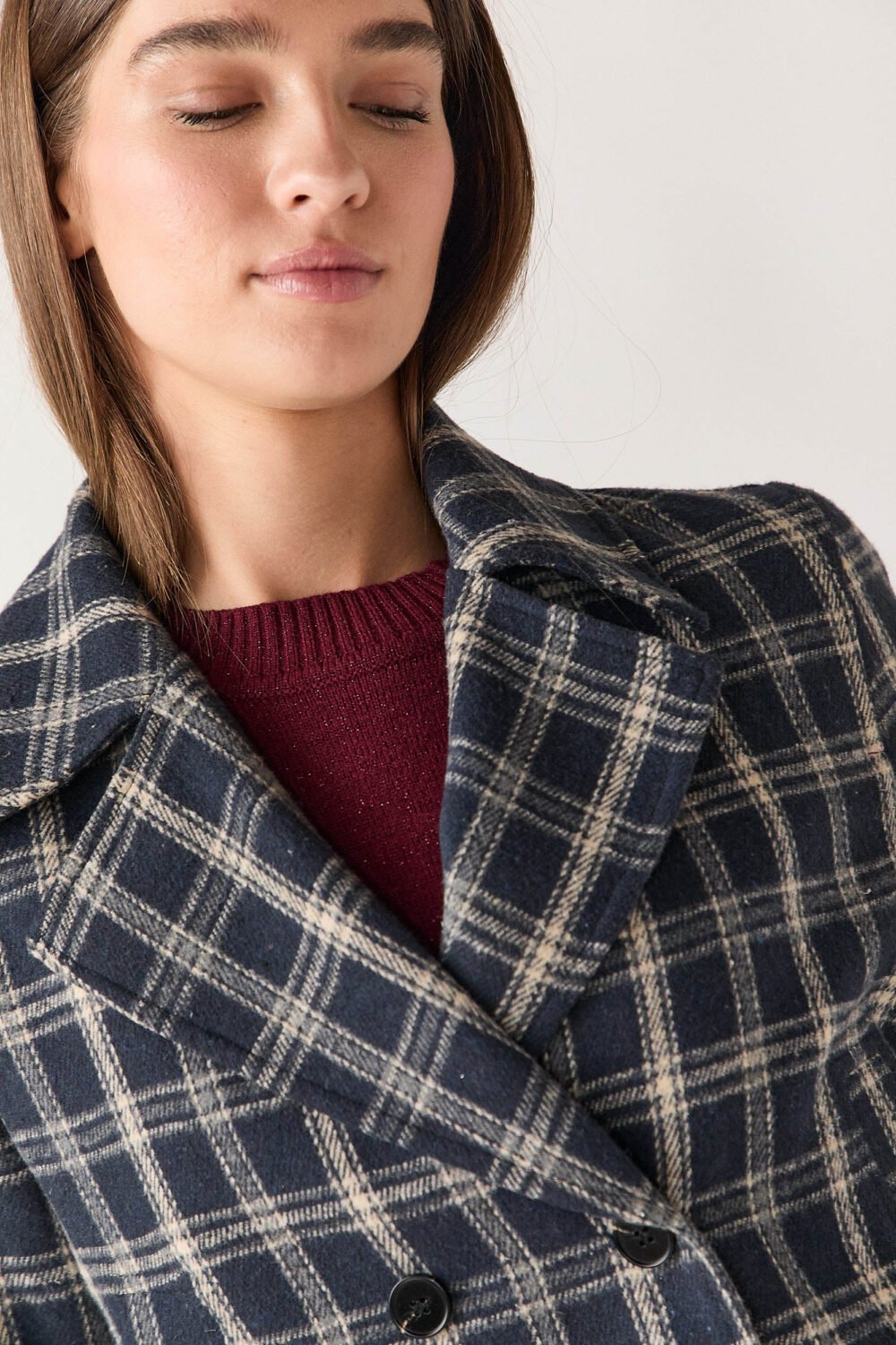 Shelter corto cuadros azul marino