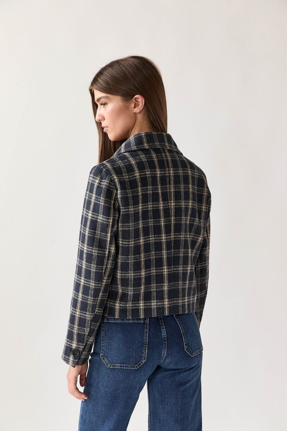 Shelter corto cuadros azul marino