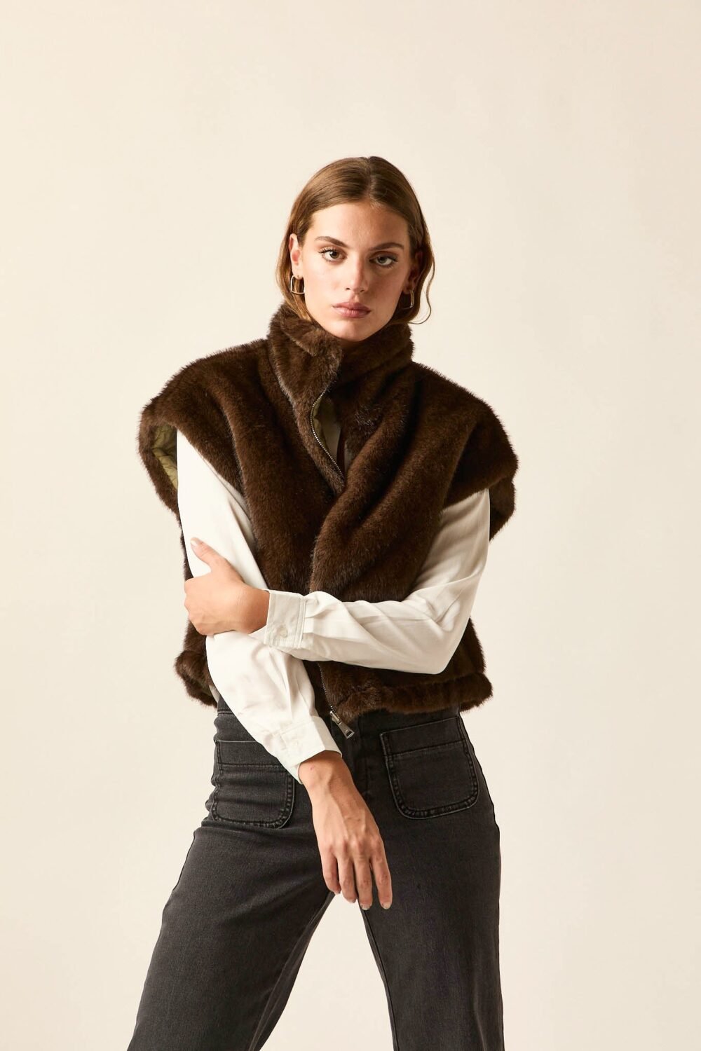 Vest reversible pelo kaki