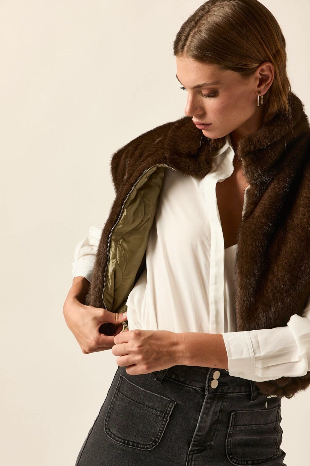 Vest reversible pelo kaki