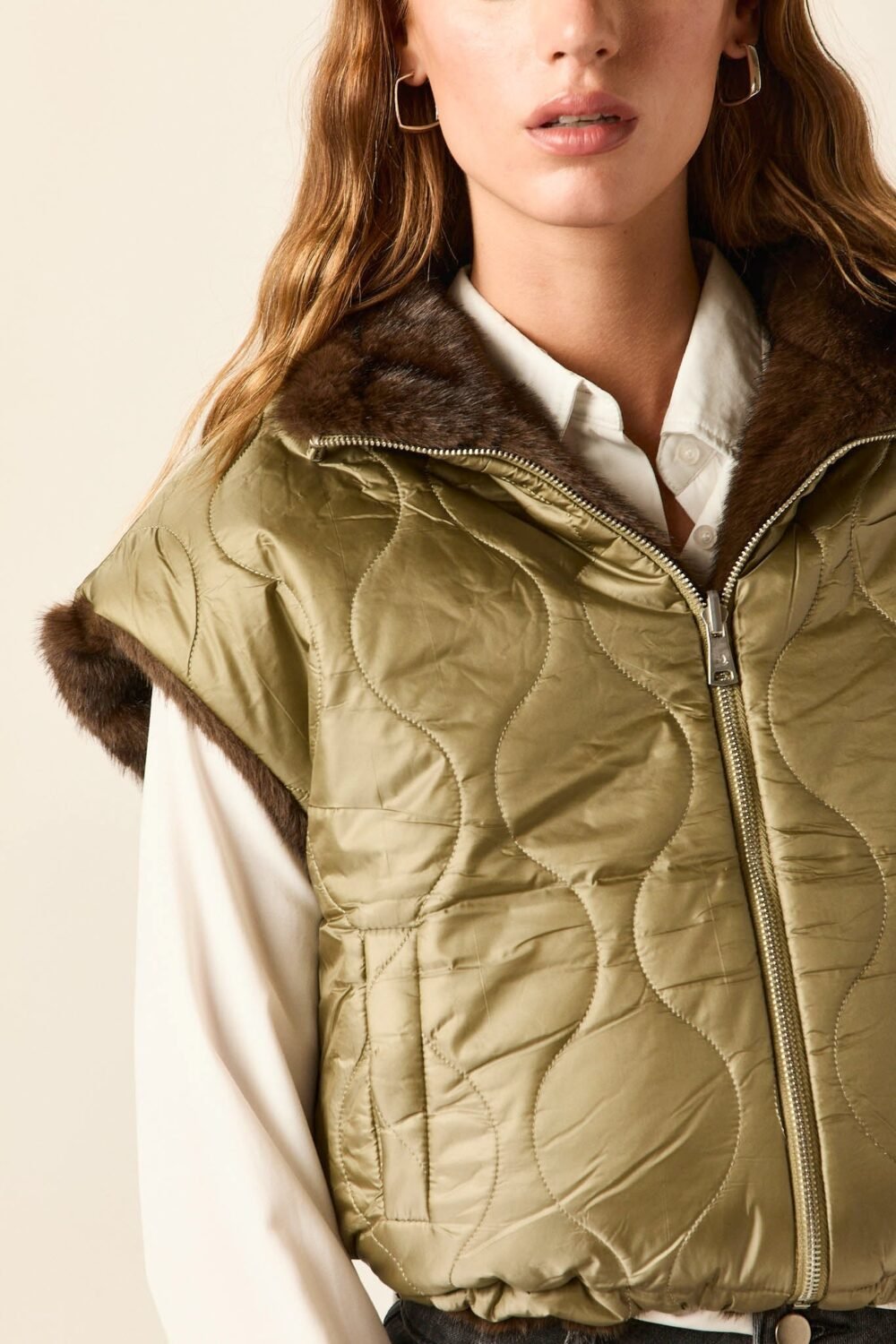 Vest reversible pelo kaki