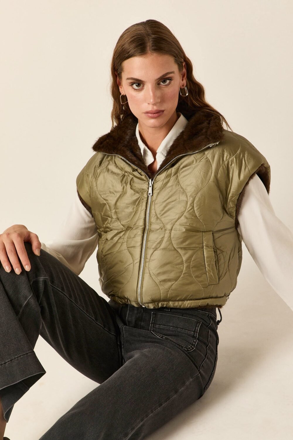 Vest reversible pelo kaki