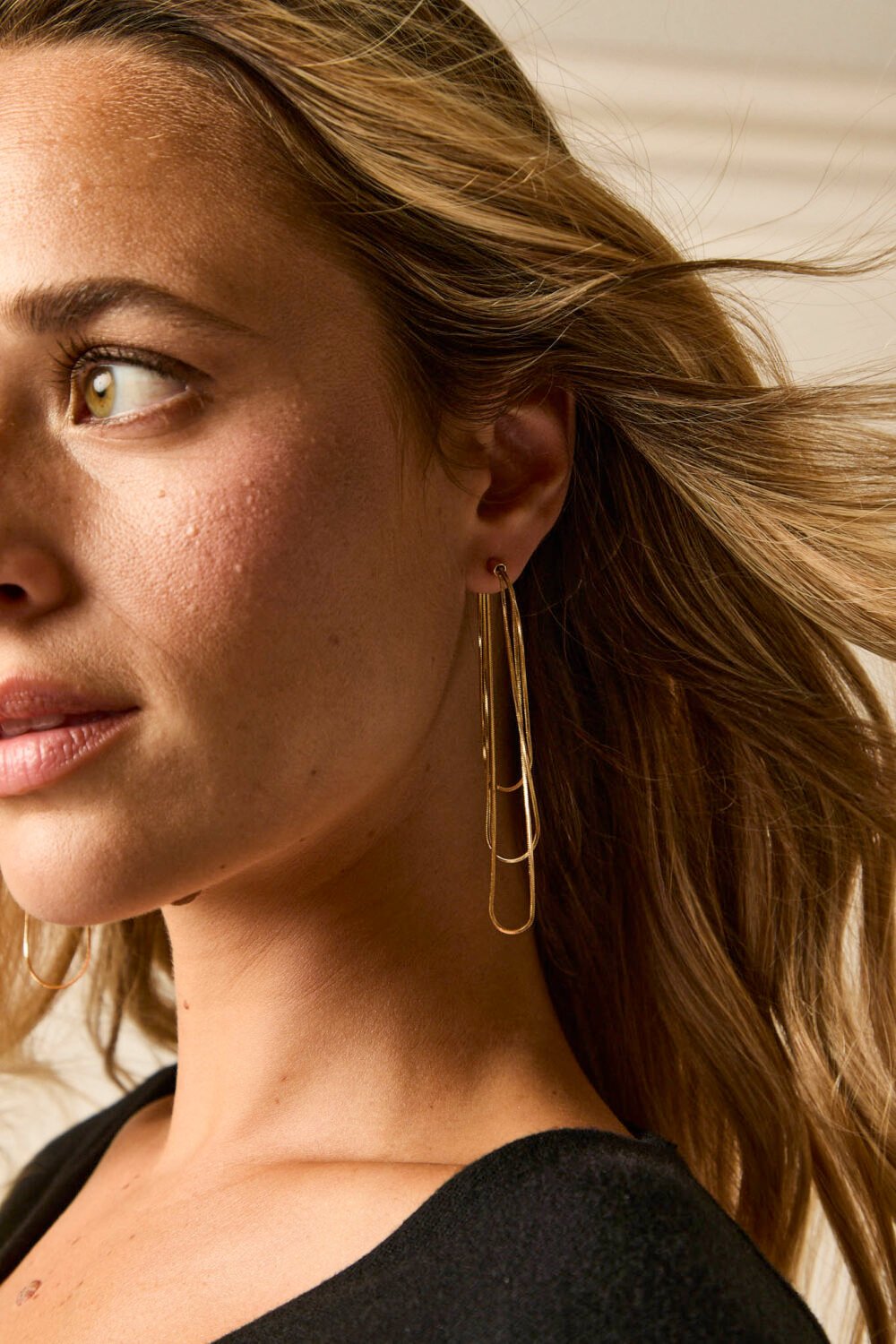 Pendiente dorado cascada