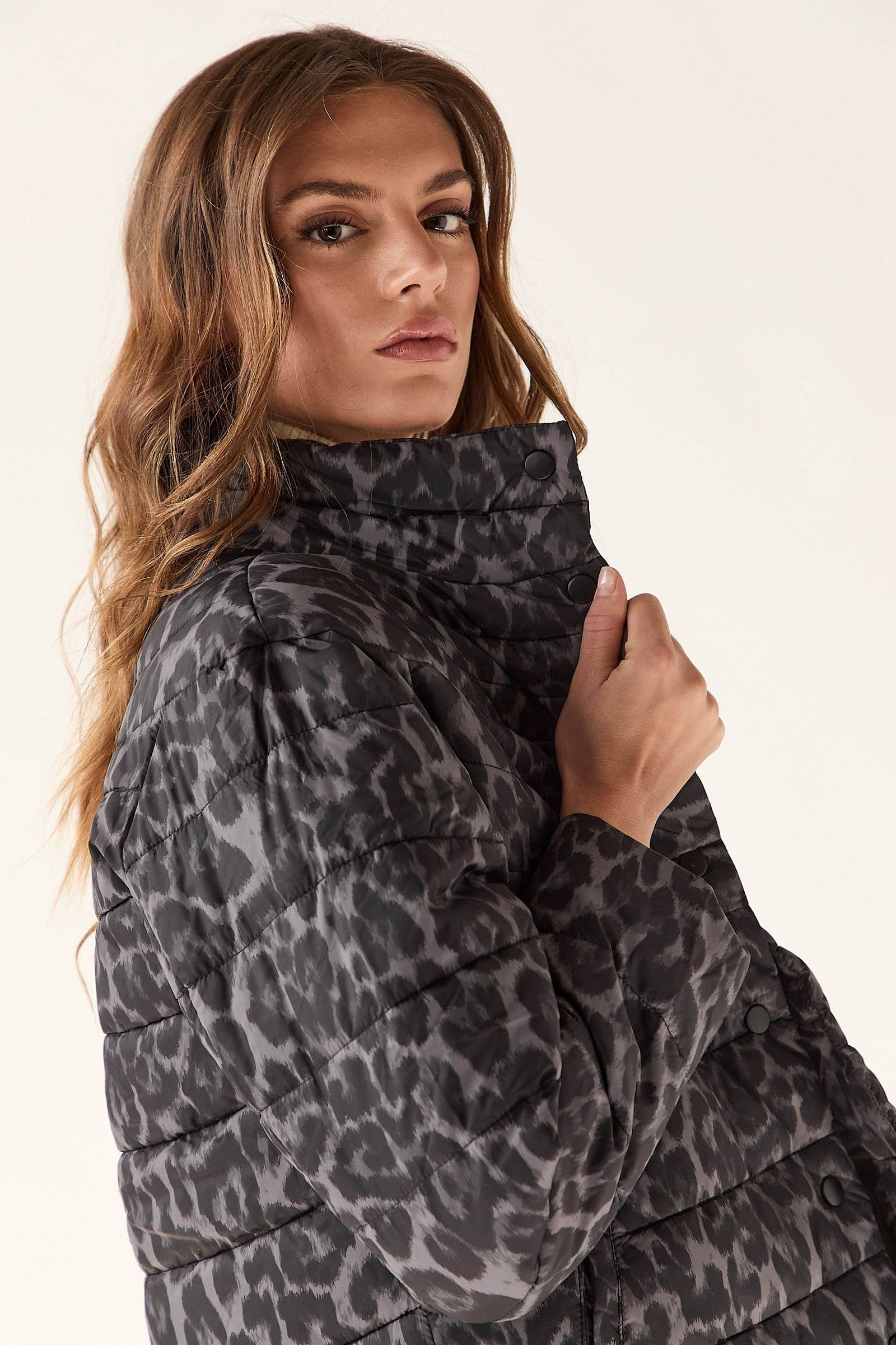 Shelter plumas animal print gray