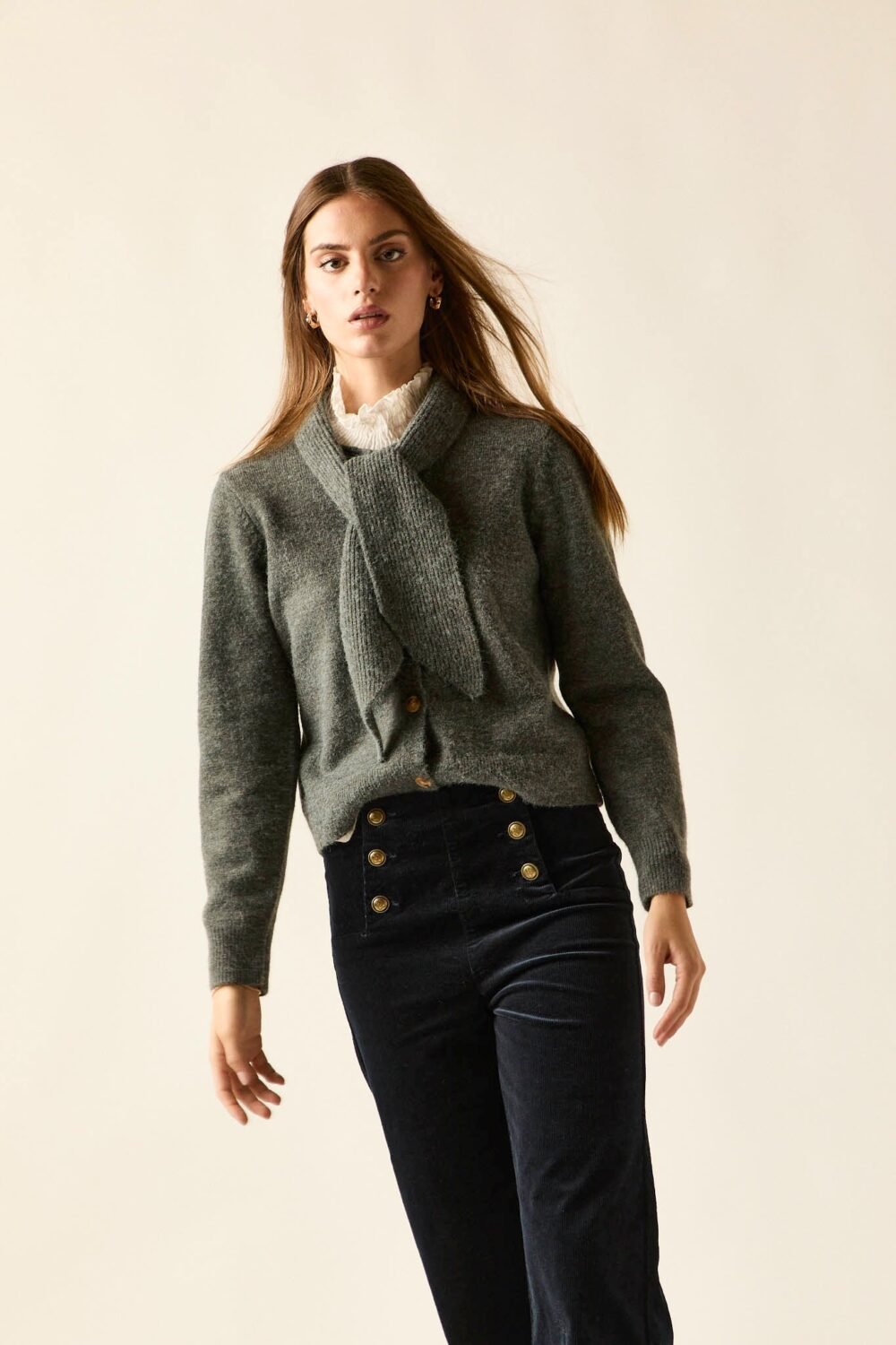 Pantalón pana botones marinero azul marino