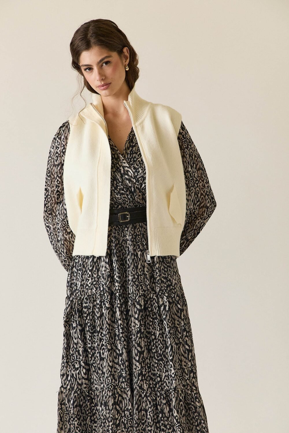 Dress gasa animal print gris