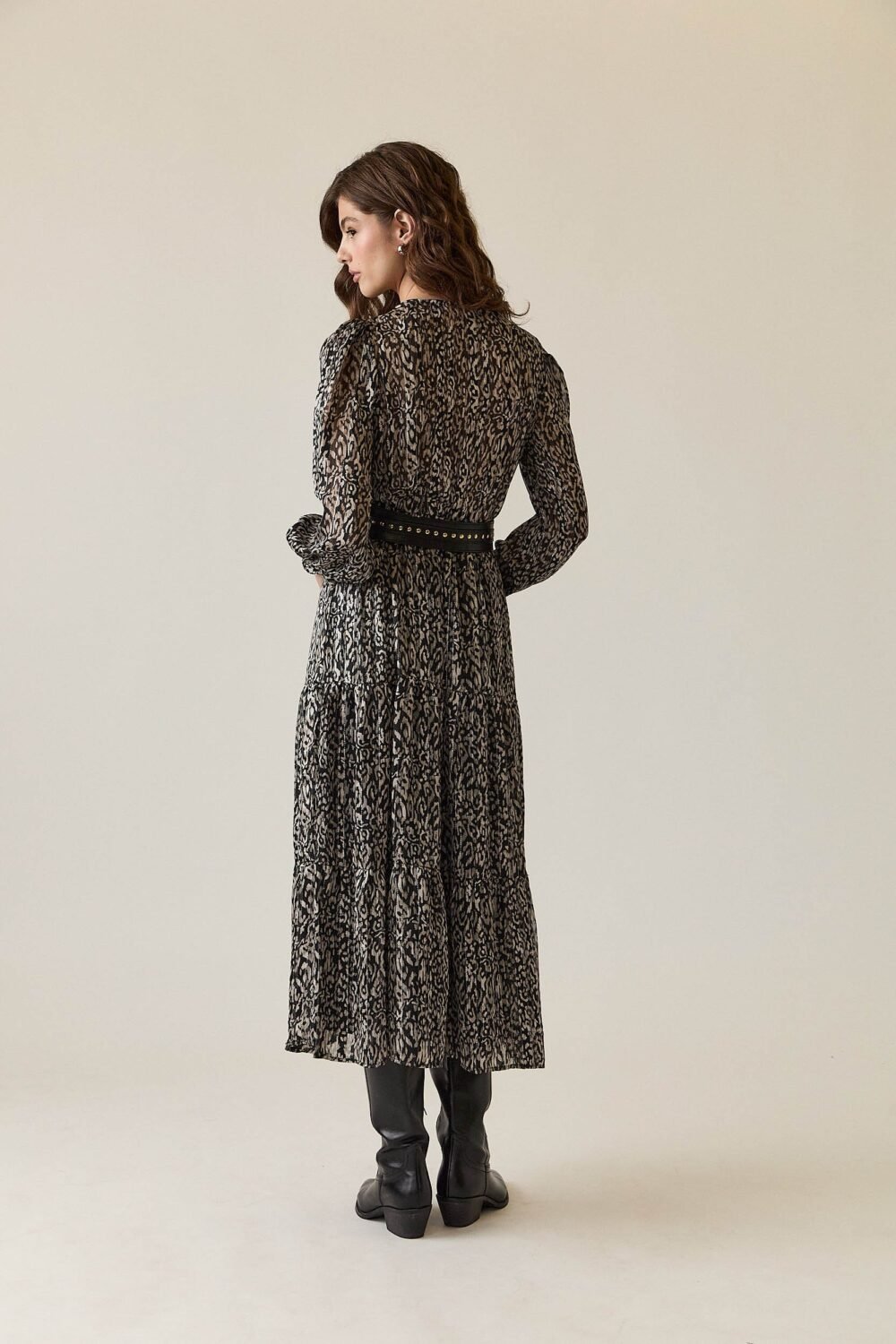 Dress gasa animal print gris