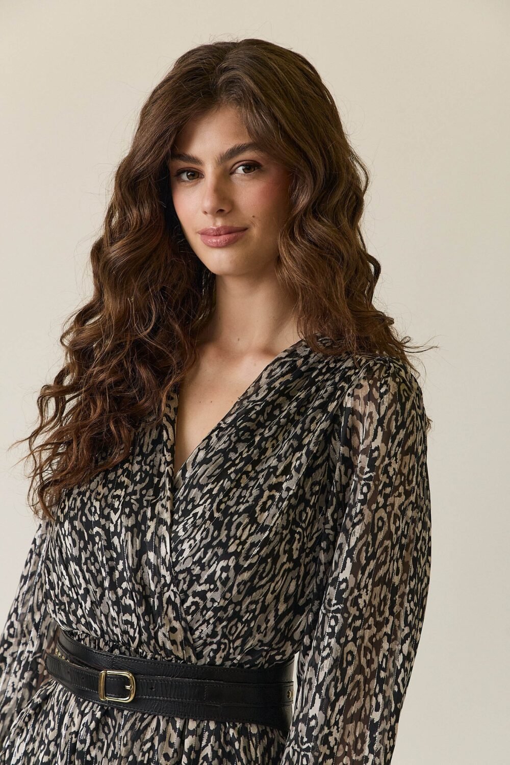 Dress gasa animal print gris