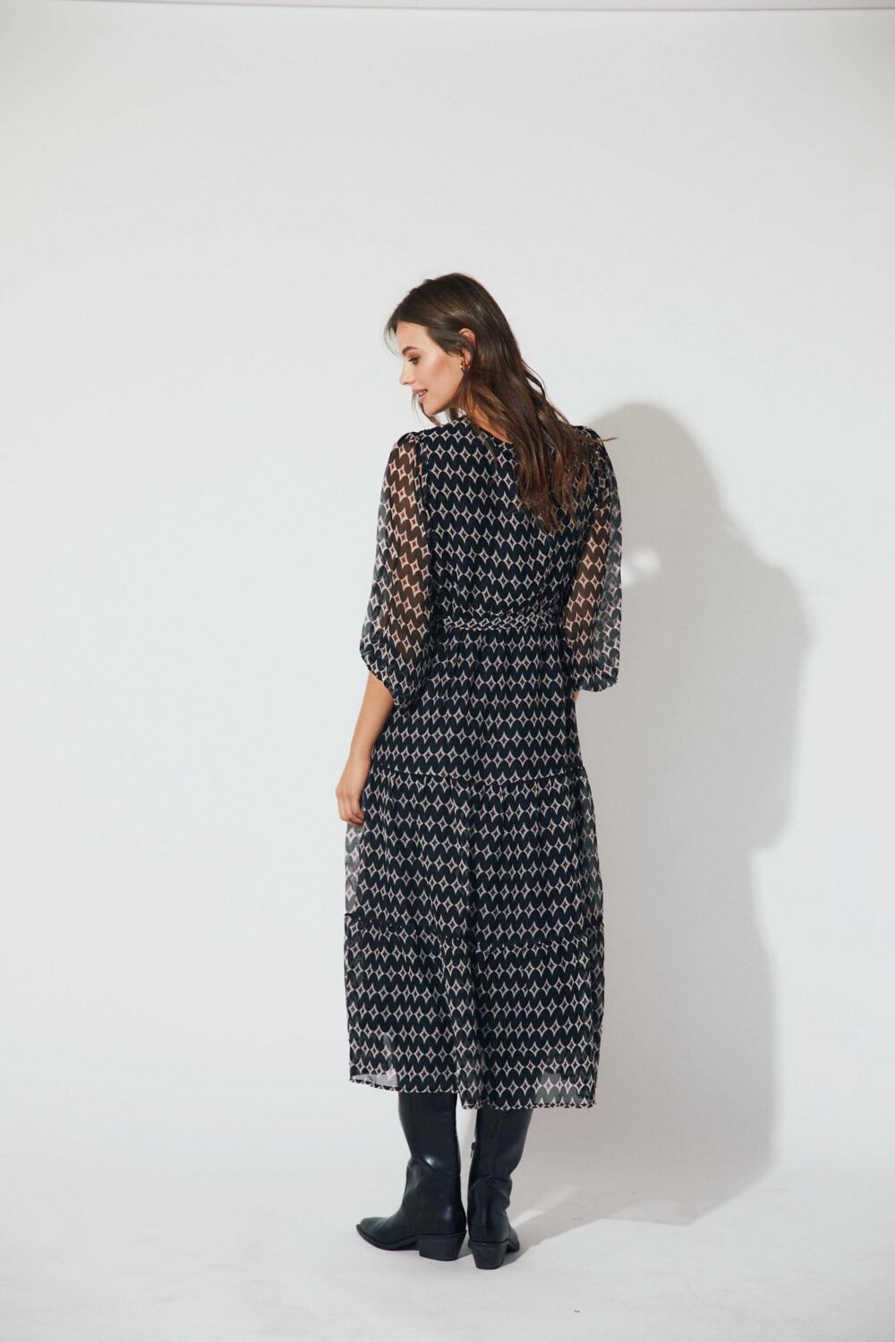 Dress gasa midi print fantasía