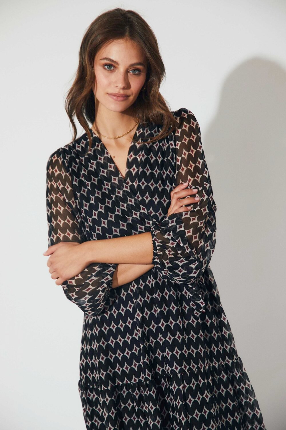 Dress gasa midi print fantasía