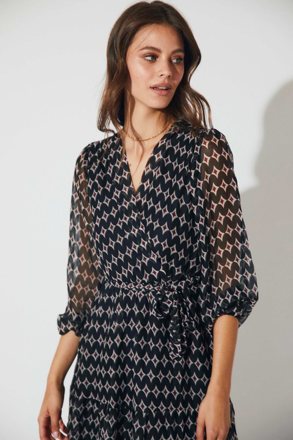 Dress gasa midi print fantasía