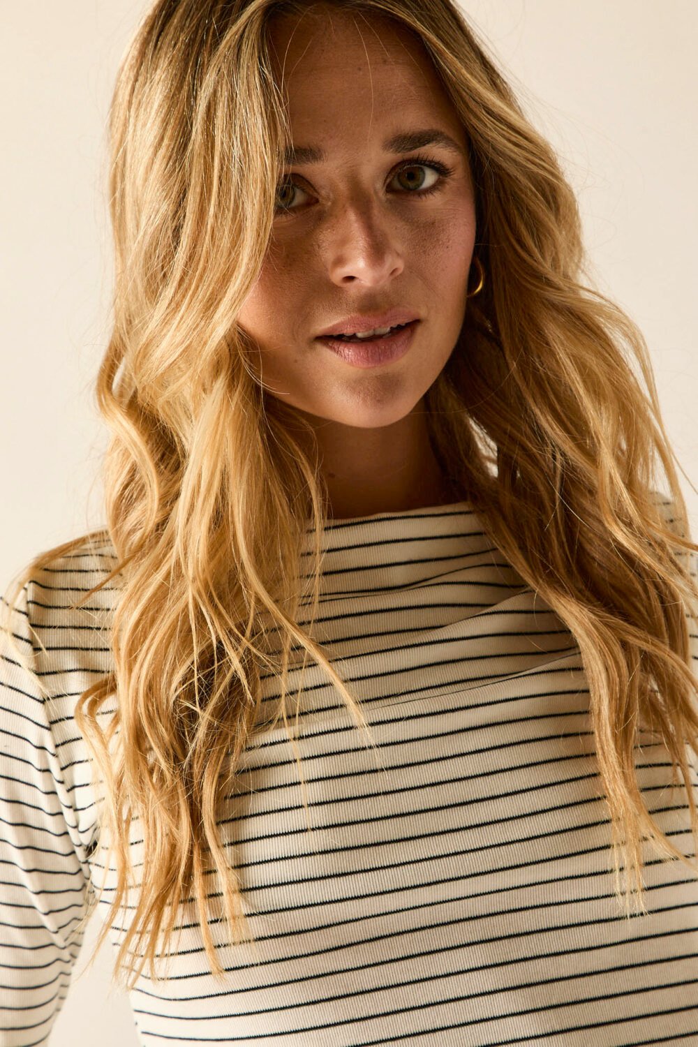 Camiseta rayas manga larga blanco