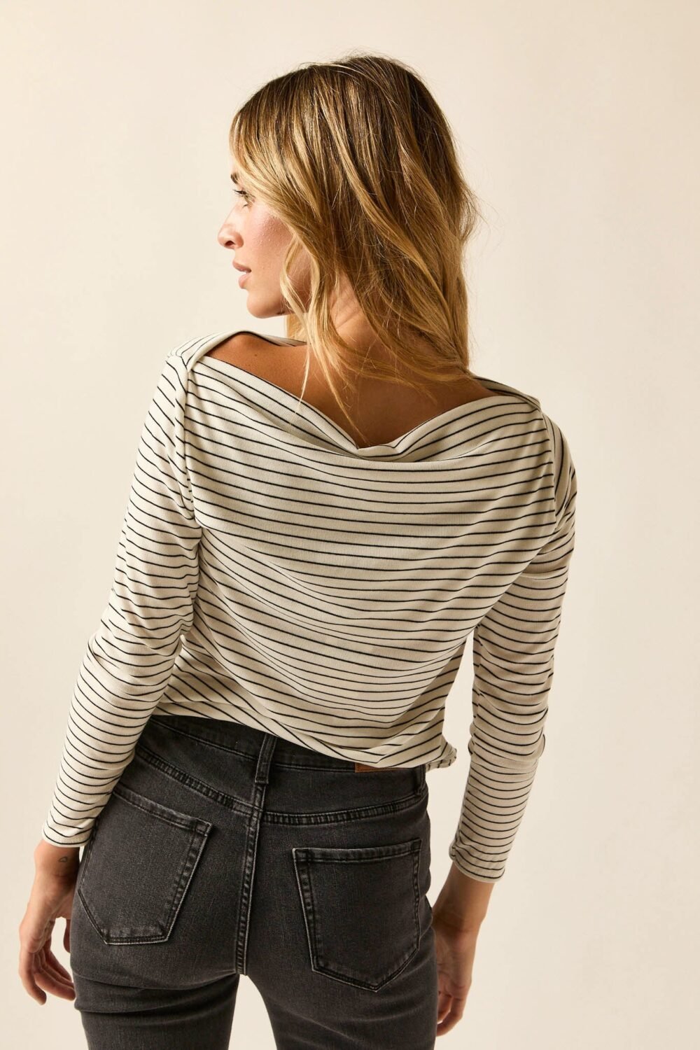 Camiseta rayas manga larga blanco