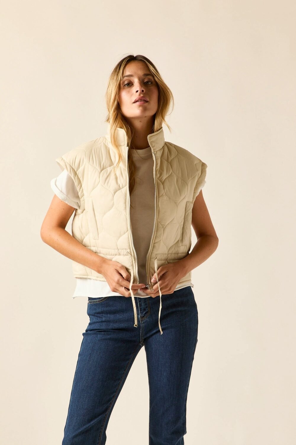 Vest acolchado beige