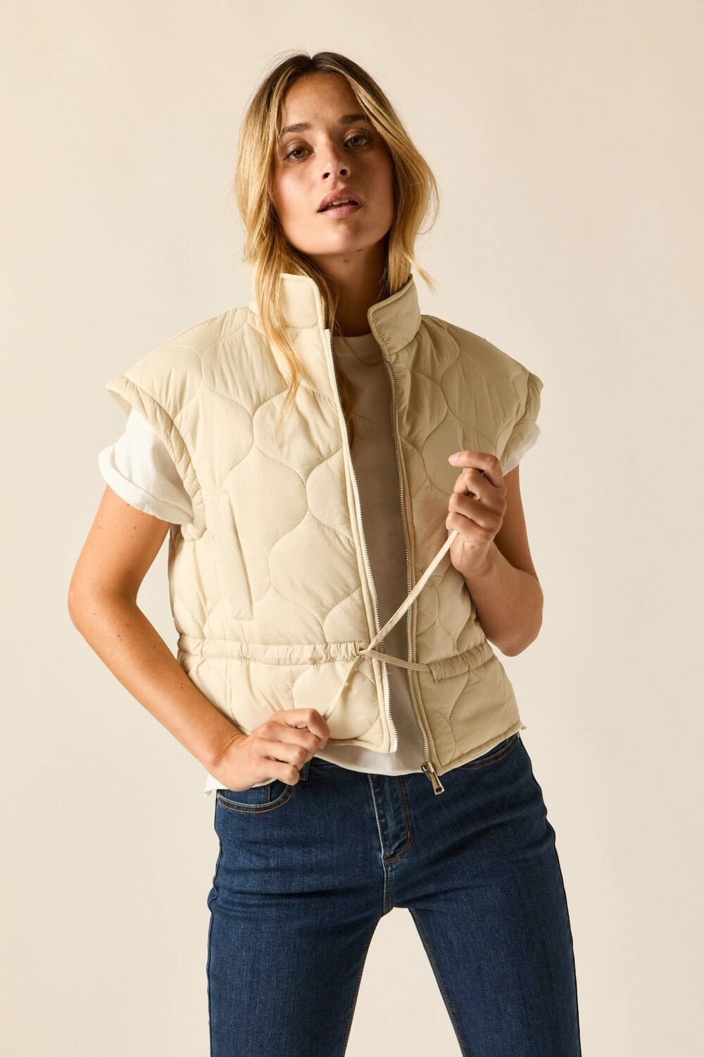 Vest acolchado beige