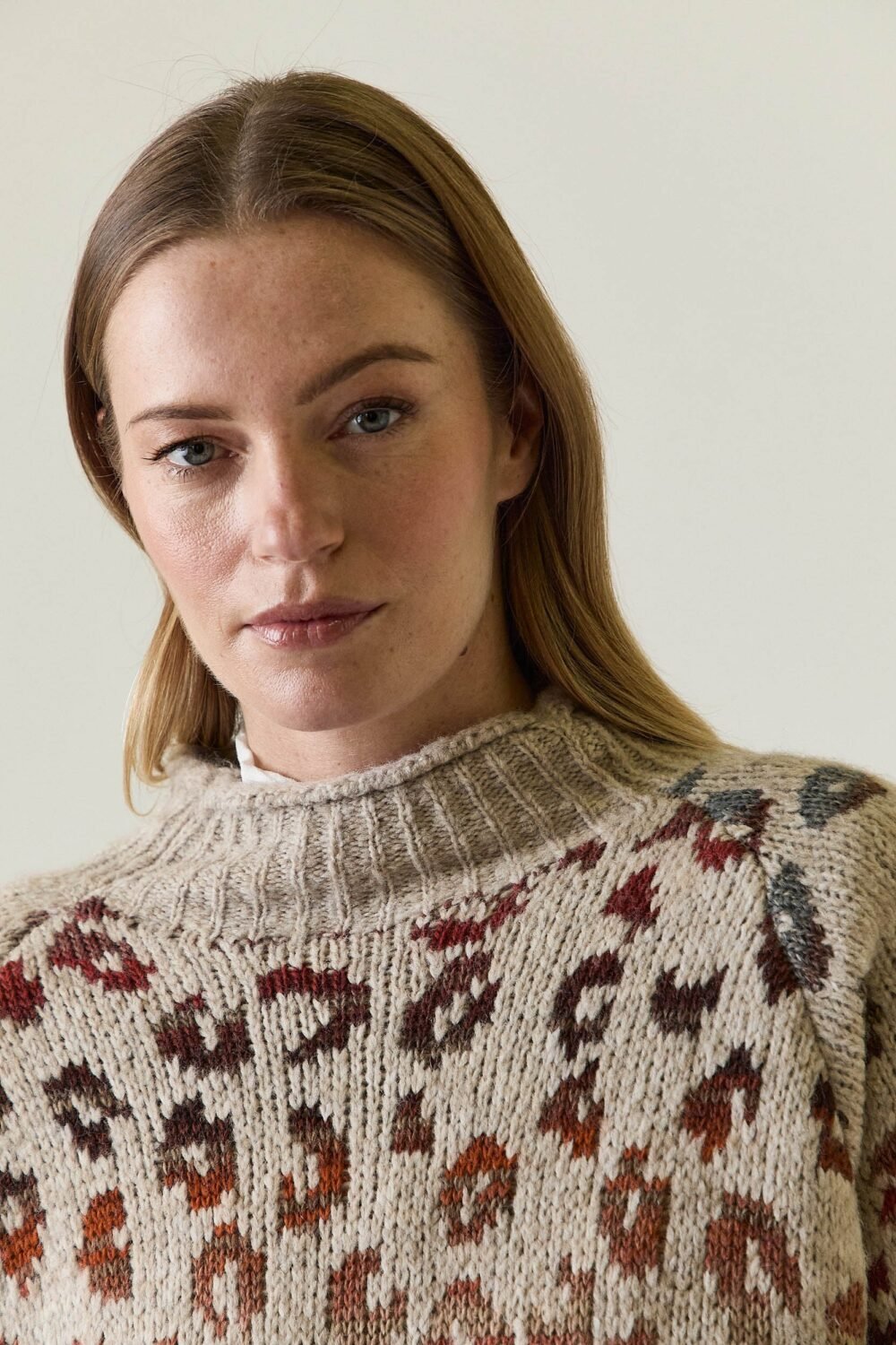 Jersey oversize animal print beige