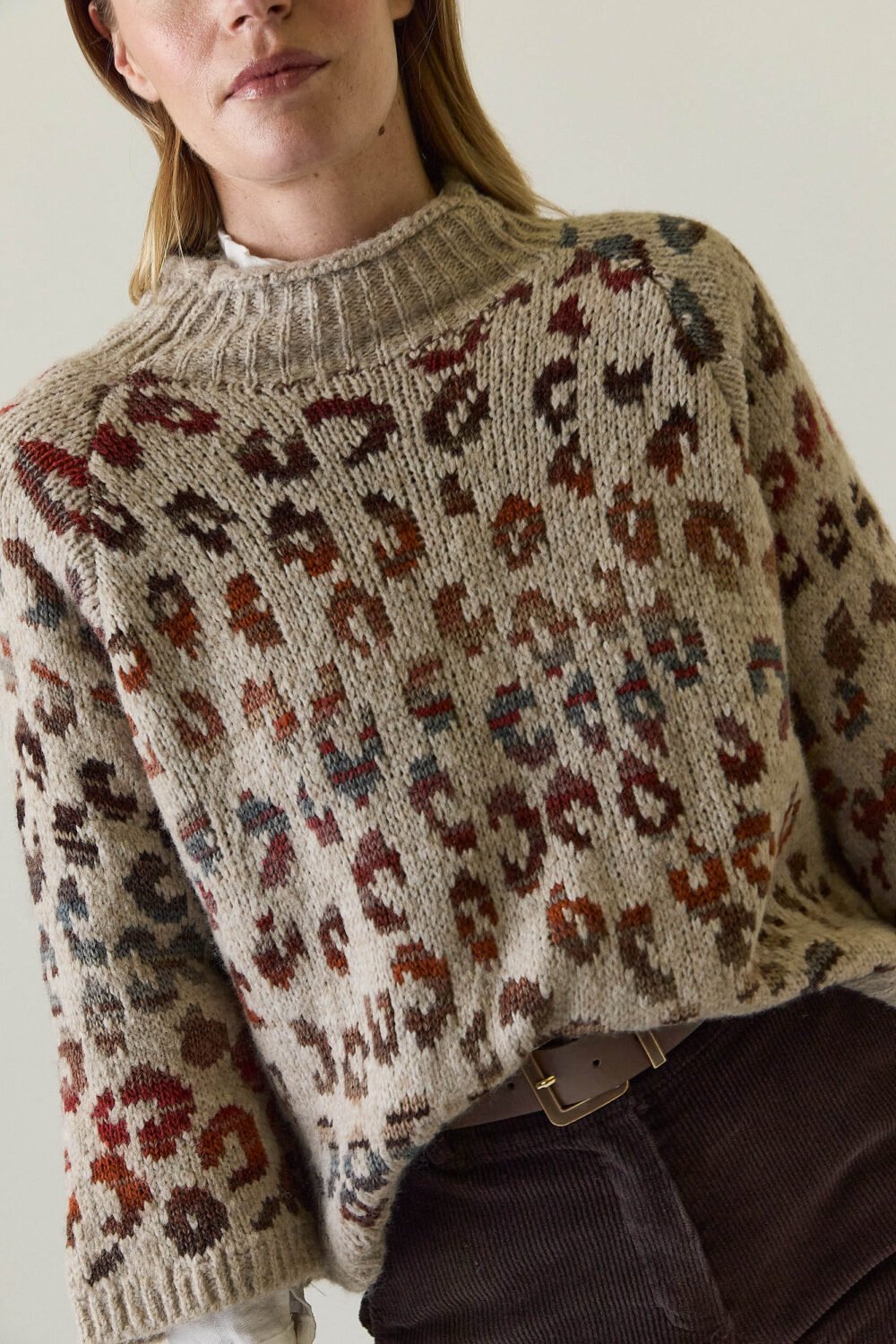 Jersey oversize animal print beige