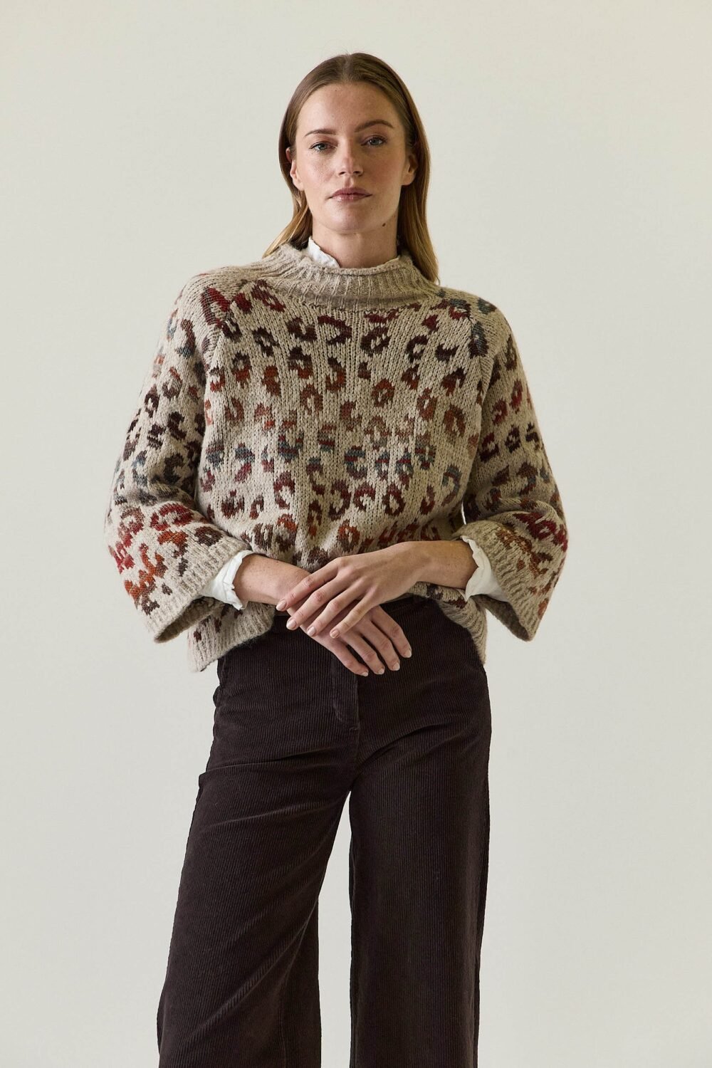 Jersey oversize animal print beige