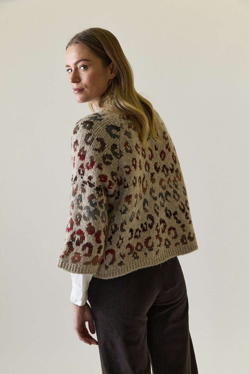 Jersey oversize animal print beige