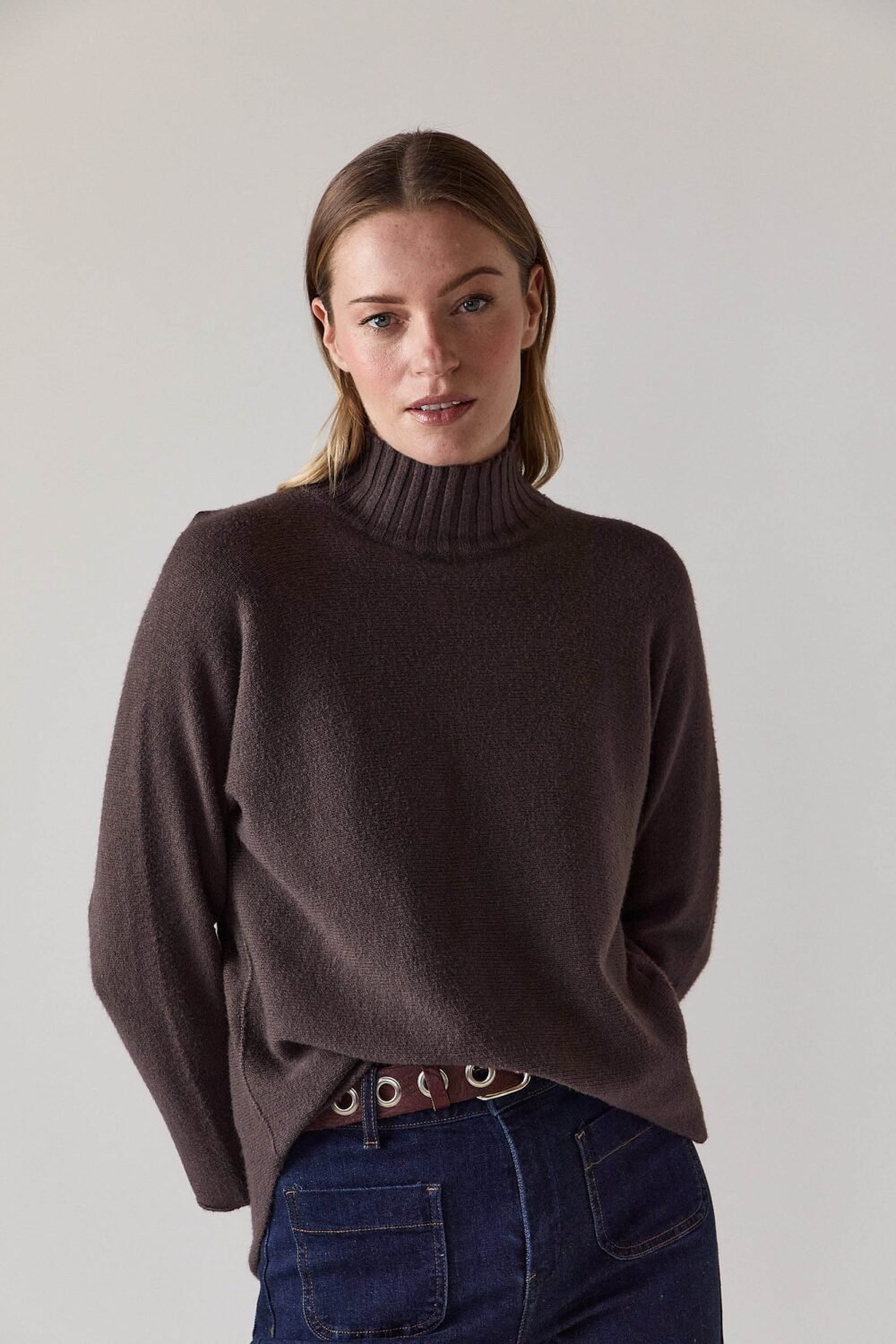 Jersey cuello perkins marrón