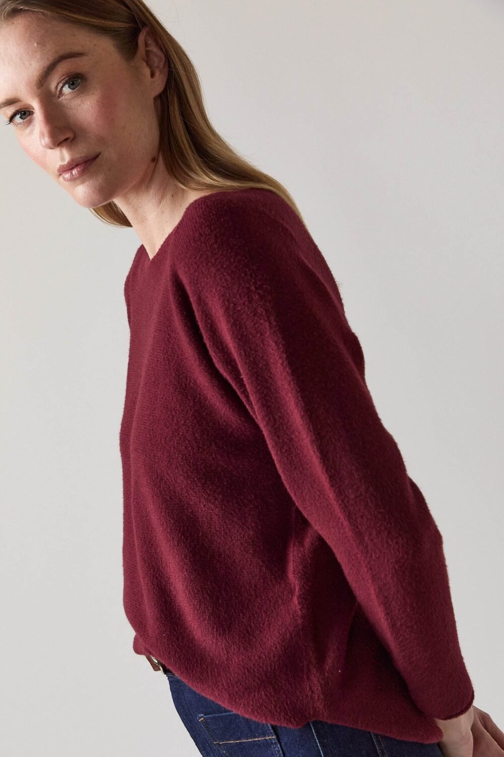 Jersey cuello redondo vino