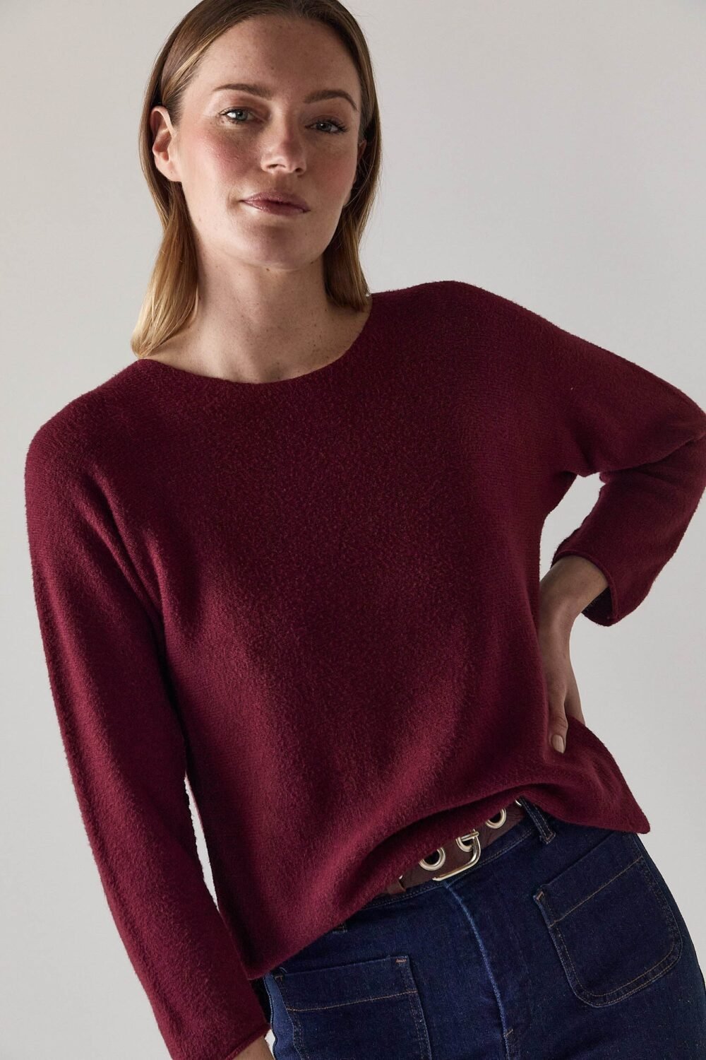 Jersey cuello redondo vino