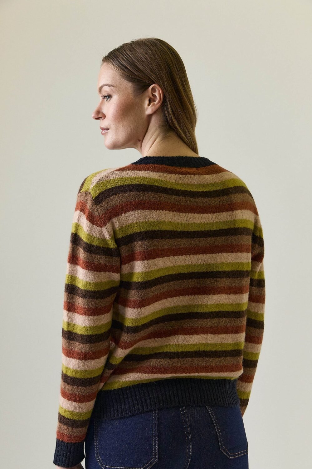 Jersey de rayas cuello contraste azul marino