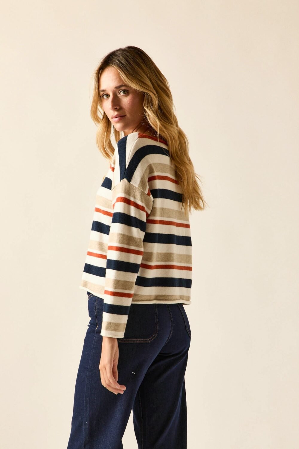 Jersey rayas marino y naranja