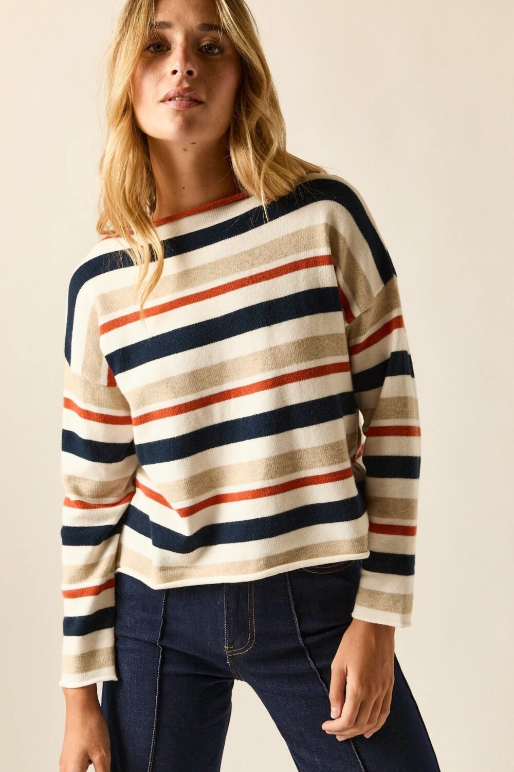 Jersey rayas marino y naranja