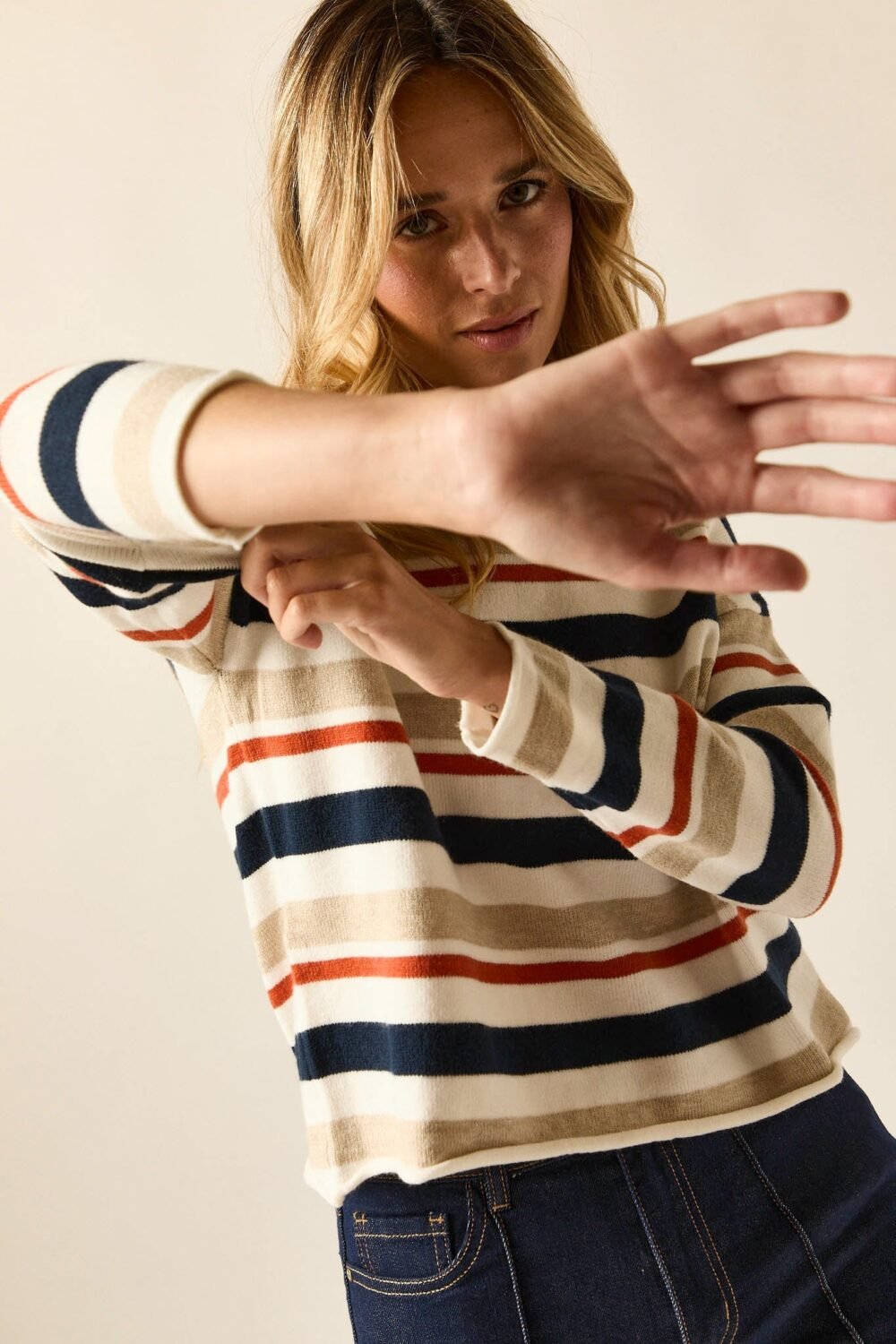 Jersey rayas marino y naranja