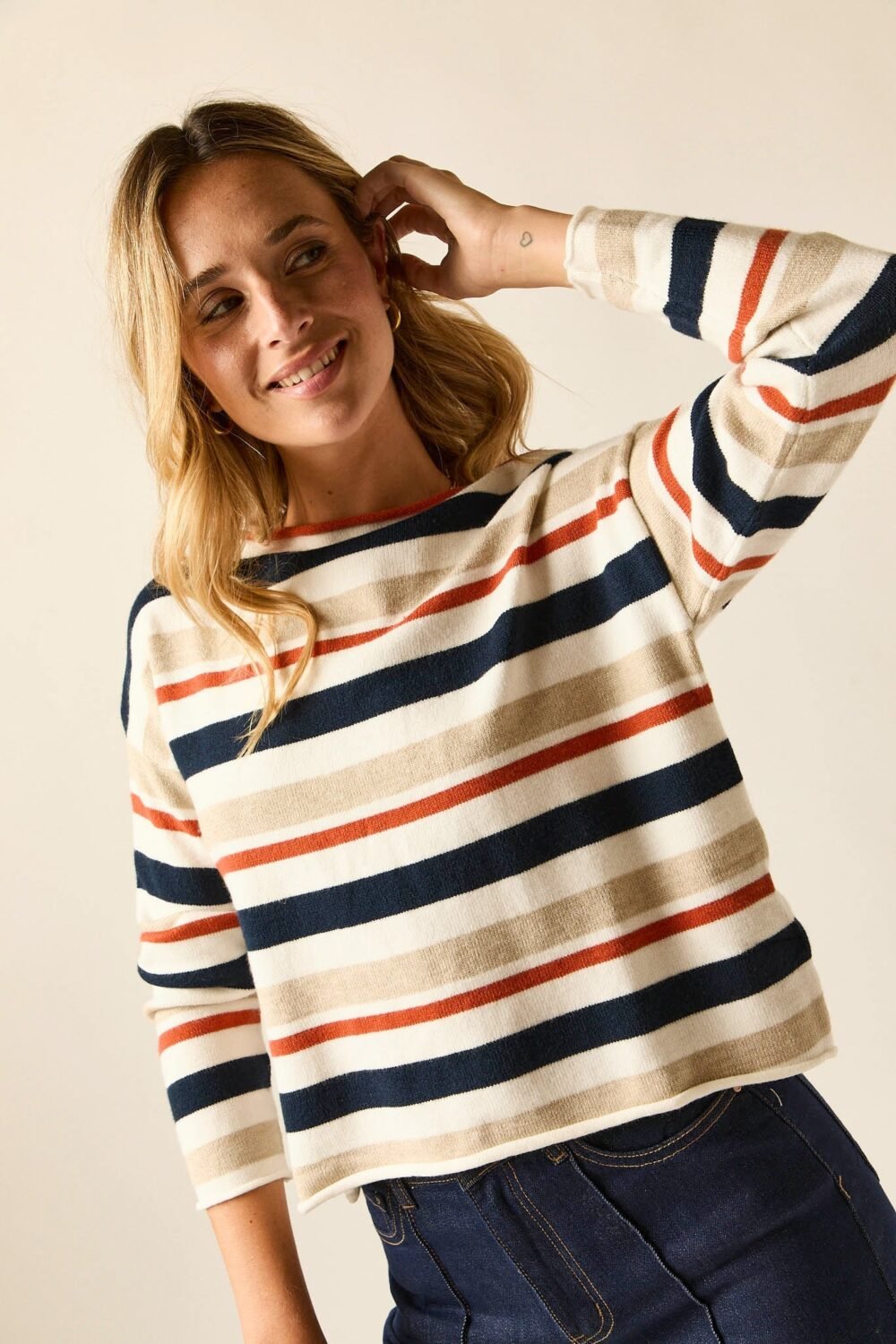 Jersey rayas marino y naranja