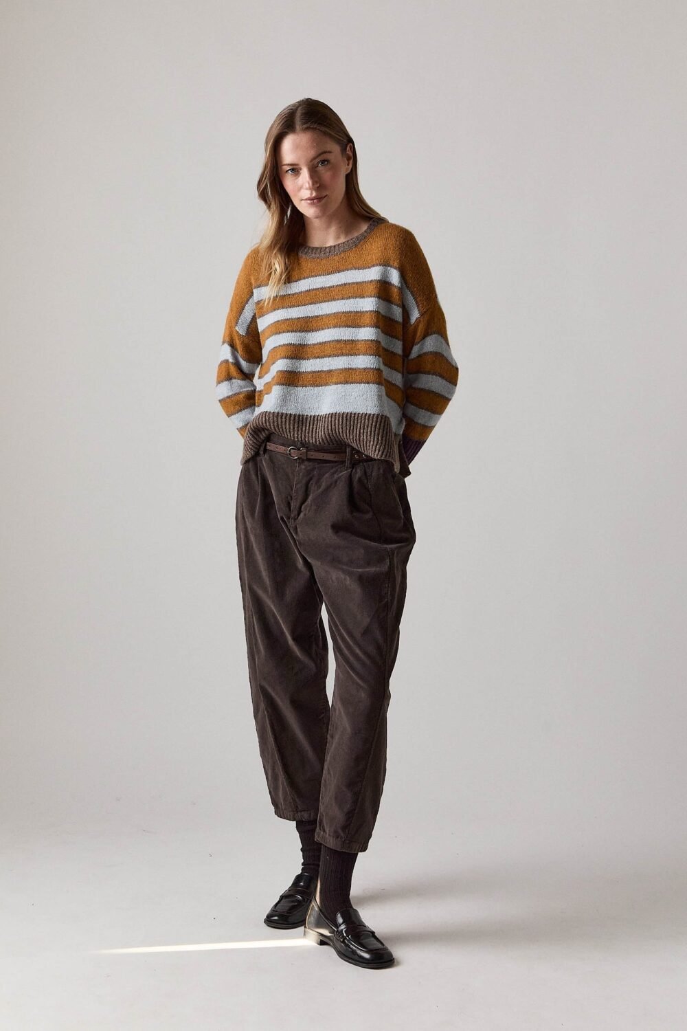 Jersey de rayas con puños contraste topo