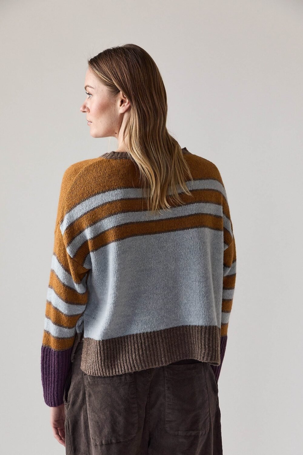 Jersey de rayas con puños contraste topo