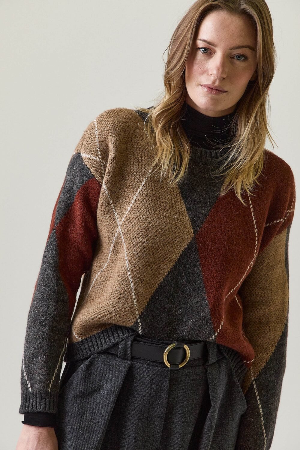 Jersey de rombos multicolor gris