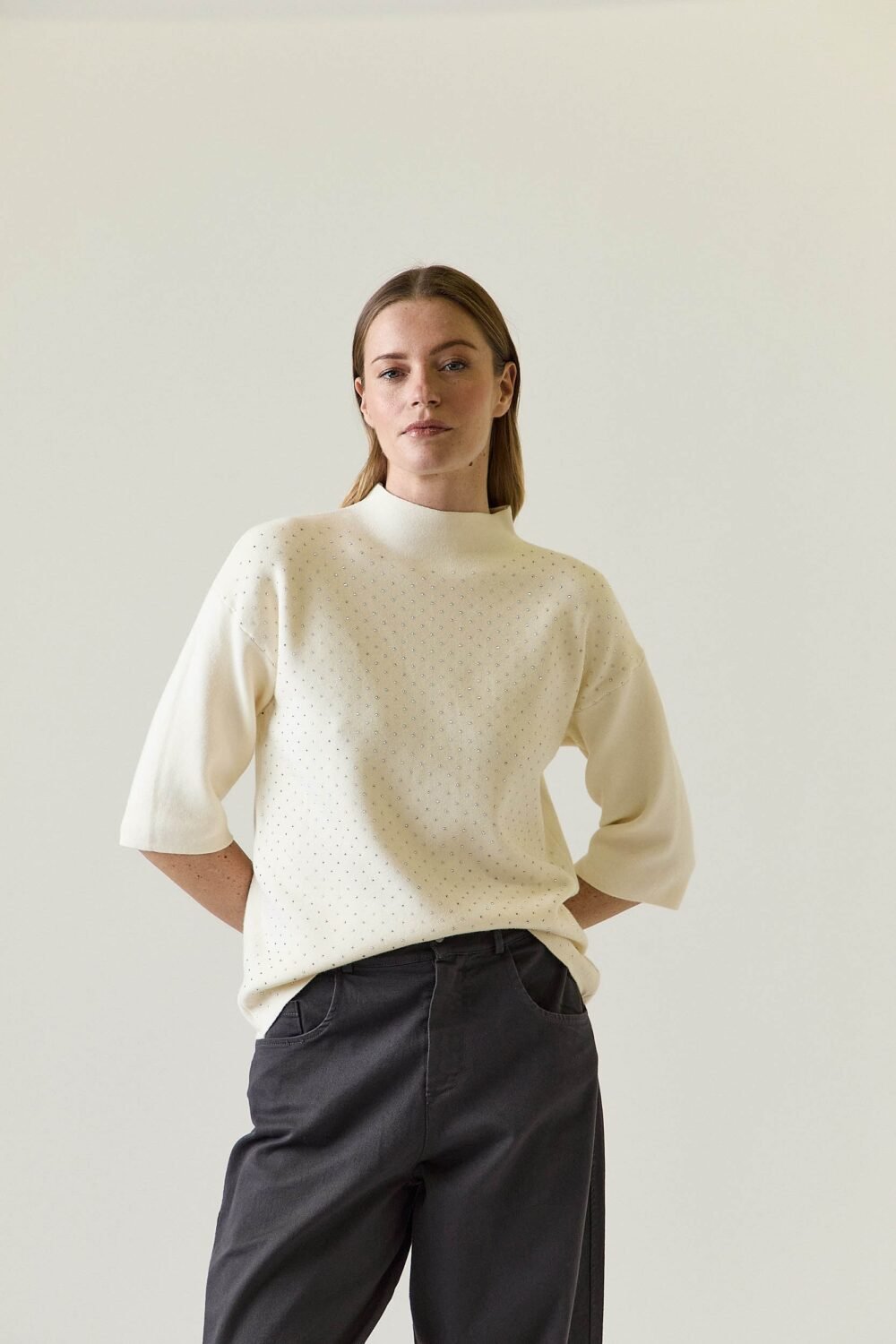 Jersey manga 3/4 tachas crudo