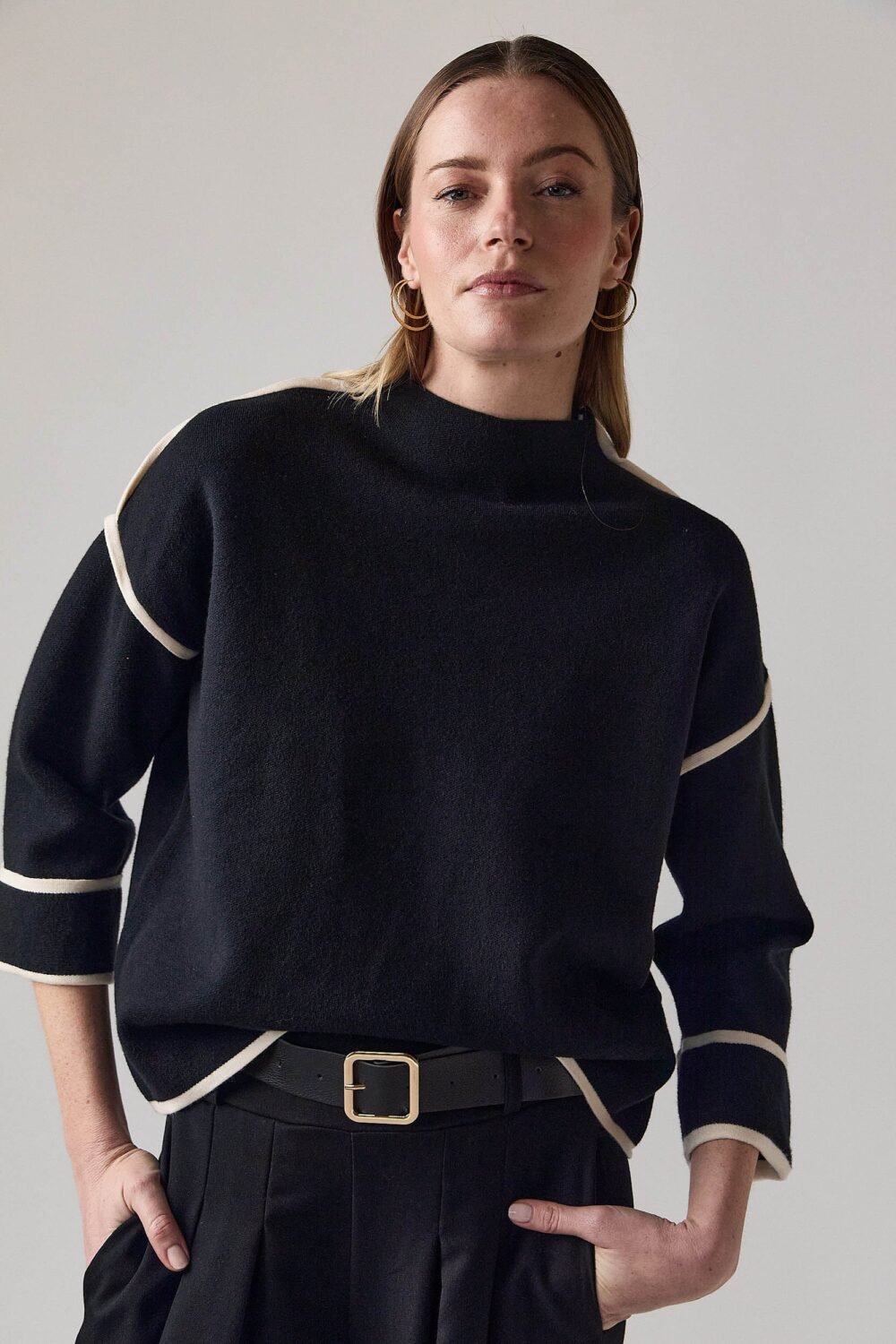 Jersey manga 3/4 vivos contraste negro